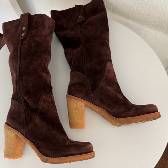 Ugg dark brown suede heeled boots - Picture 10 of 12